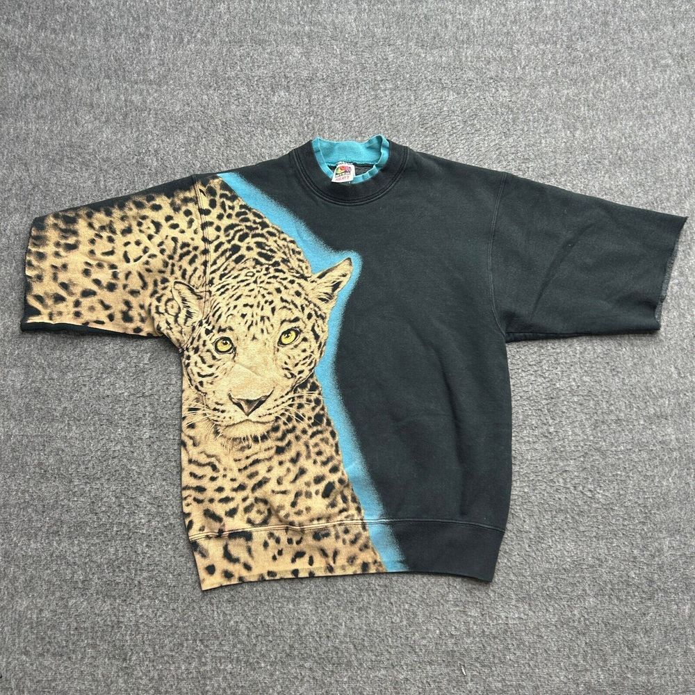 Fruit of the Loom Black and Blue Leopard Sweatshirt